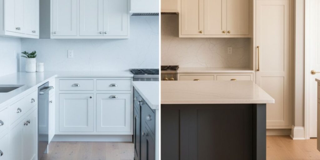 gray-walls-white-cabinets-kitchen